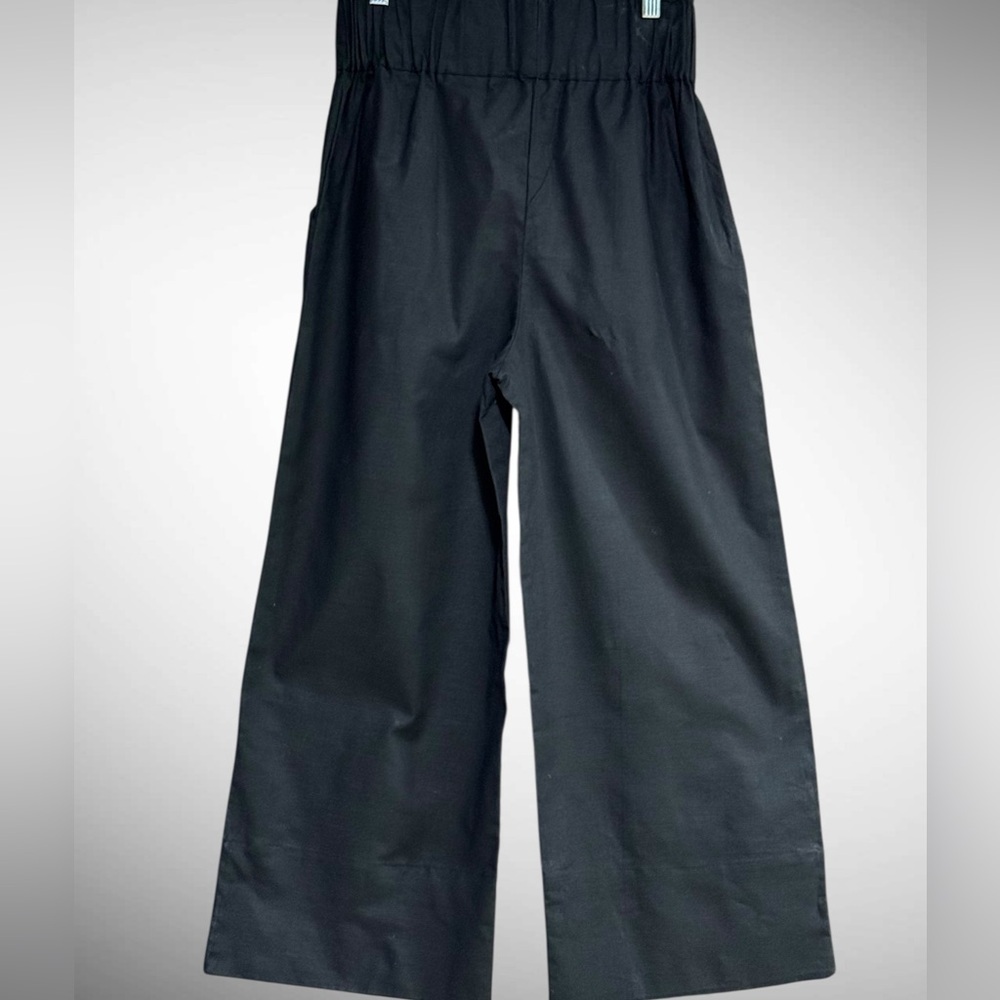 Kourt Flax Linen Crop Summer Pants Black Size Medium Wide Leg Crishelle - Picture 5 of 15